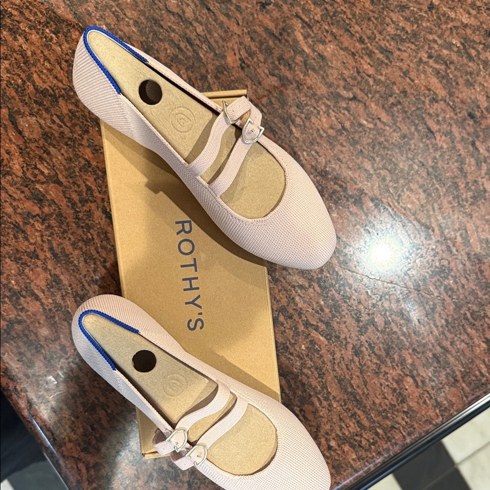 Rothy's Beige and Blue Women's Flats